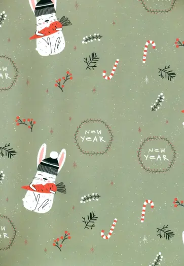 Бумага упаковочная Кролик на зеленом обложка книги