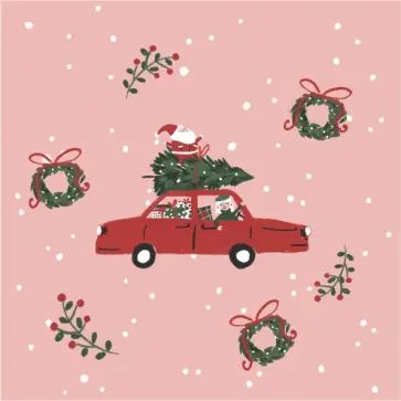 Бумага упаковочная Санта. Автомобиль обложка книги