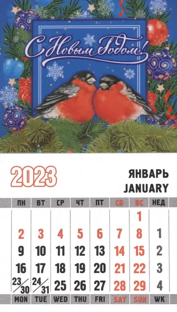 Магнит с календарным блоком на 2023 год. С Новым Годом. Снегири Магнит с календарным блоком на 2023 год. С Новым Годом. Снегири обложка книги