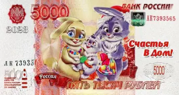 Магнит Символ Года 2023 5000 р. Кролик, Семья обложка книги