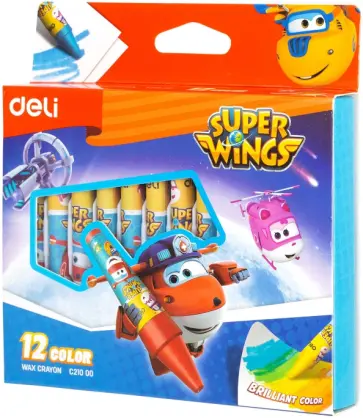 Мелки восковые Super Wings, 12 цветов обложка книги