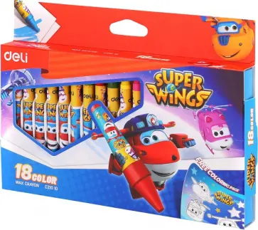 Мелки восковые Super Wings, 18 цветов обложка книги