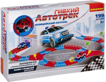 Гибкий автотрек Полицейский патруль, 199 деталей обложка книги