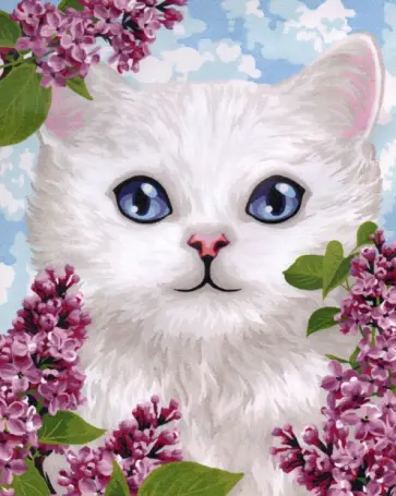 Рисование по номерам Белый котёнок обложка книги
