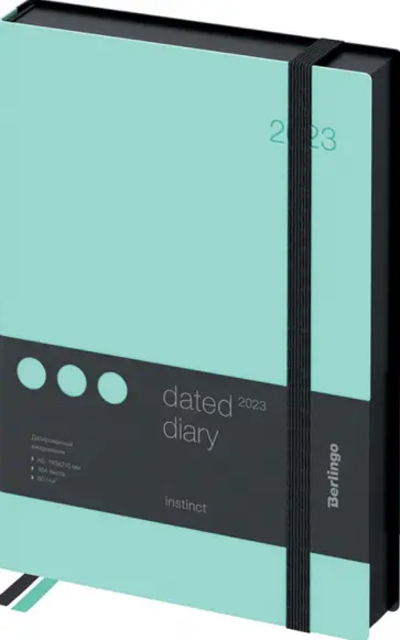 Ежедневник датированный 2023 Instinct, А5, мятный обложка книги