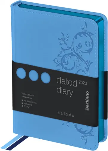 Ежедневник датированный на 2023 год Starlight S, А6, 184 листа, голубой обложка книги