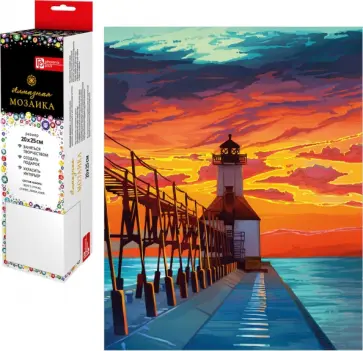 Алмазная мозаика Маяк на закате, 20х25, без подрамника обложка книги