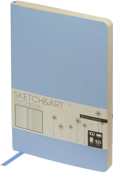 Скетчбук Zefir, 100 листов, А5, бежевая бумага, зефирный голубой обложка книги