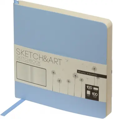 Скетчбук Zefir, 100 листов, бежевая бумага, зефирный голубой обложка книги