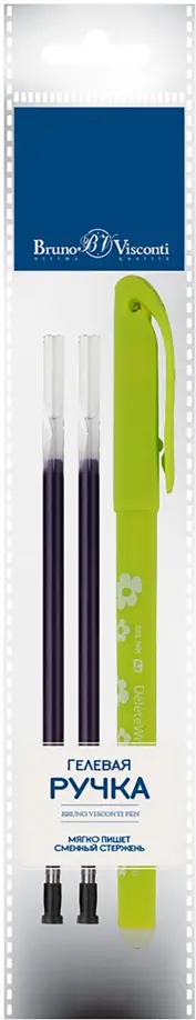 Ручка Пиши-стирай, DeleteWrite Art. Цветочки, синяя, с 2 запасными стержнями обложка книги