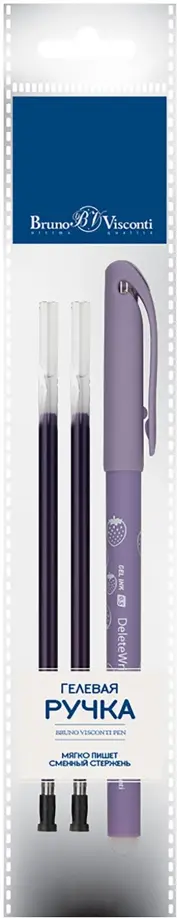 Ручка Пиши-стирай, DeleteWrite Art. Клубнички, синяя, с 2 запасными стержнями обложка книги