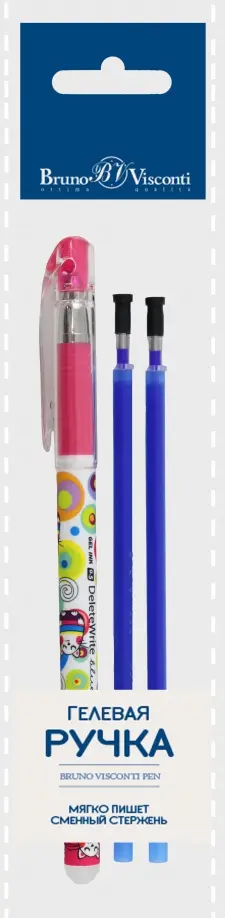 Ручка гелевая Пиши-стирай, DeleteWrite. Мультики, синяя, с 2 запасными стержнями, в ассортименте обложка книги