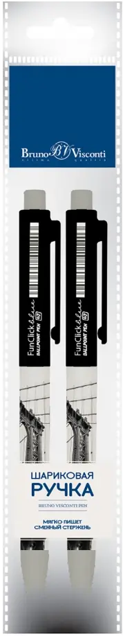 Набор из 2 шариковых автоматических ручек, FunClick. New York, синих, в ассортименте обложка книги