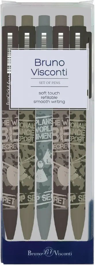 Набор из 5 шариковых автоматических ручек, FunClick. Top Secret, синие обложка книги