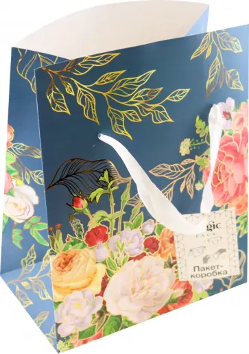 Пакет-коробка Цветы на синем обложка книги