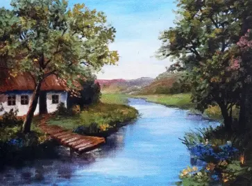 Алмазная мозаика Речка в деревне обложка книги