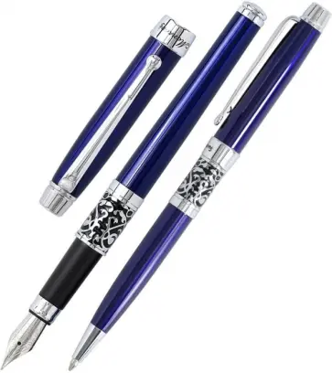 Набор ручек подарочный Venezia шариковая + перьевая, синяя Набор ручек подарочный Venezia шариковая + перьевая, синяя обложка книги