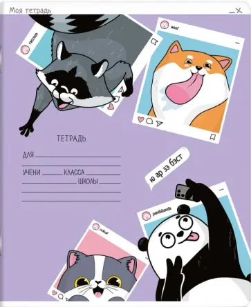 Тетрадь Селфи, 18 листов, линия, в ассортименте обложка книги