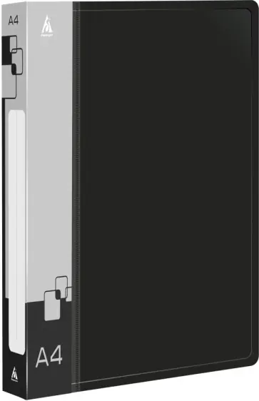 Папка на 2-х кольцах, А4, черная обложка книги