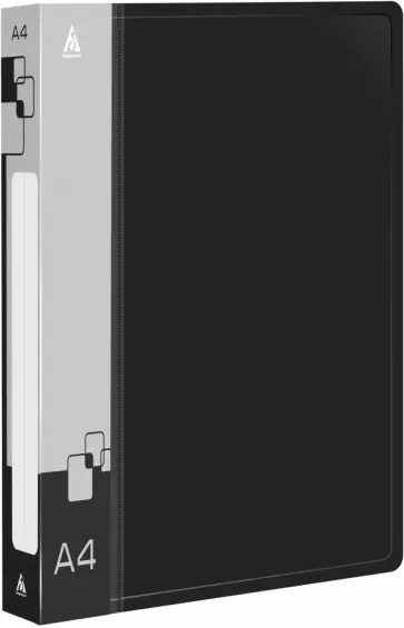 Папка на 2-х кольцах, А4, черная обложка книги