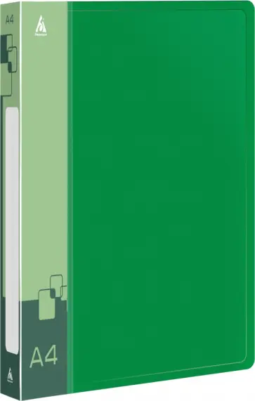 Папка на 4-х кольцах, А4, зеленая обложка книги