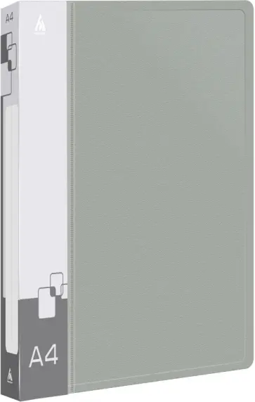 Папка на 4-х кольцах, А4, серая обложка книги