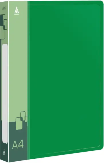 Папка на 4-х кольцах, А4, зеленая обложка книги