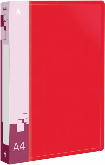 Папка на 4-х кольцах, А4, красная обложка книги