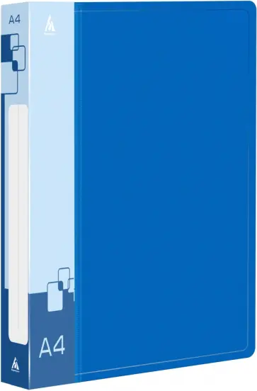Папка на 4-х кольцах, А4, синяя обложка книги