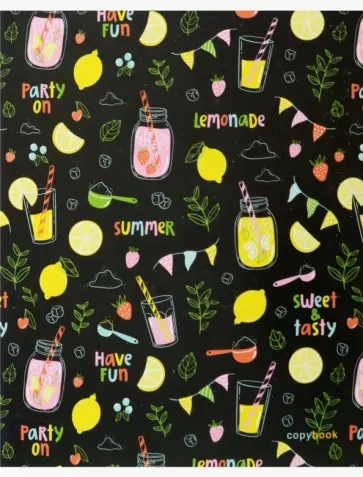 Тетрадь Лимонад, 96 листов, линия обложка книги