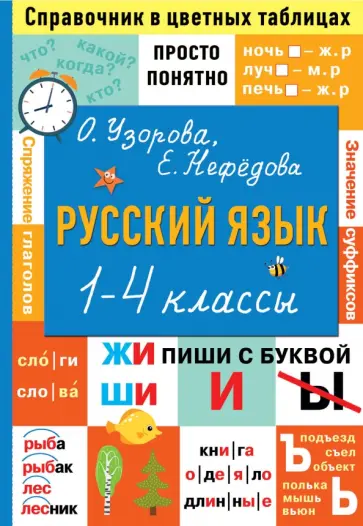 Узорова, Нефёдова - Русский язык. 1-4 классы. Справочник в цветных таблицах обложка книги