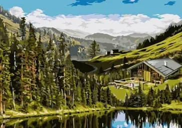 Рисование по номерам Домик на холмах обложка книги