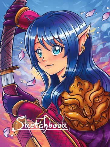 Скетчбук Аниме. Воин ветра, 80 листов, А5 обложка книги