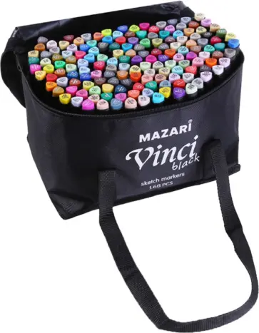 Набор маркеров для скетчинга Vinci Black, двусторонние, 168 цветов обложка книги