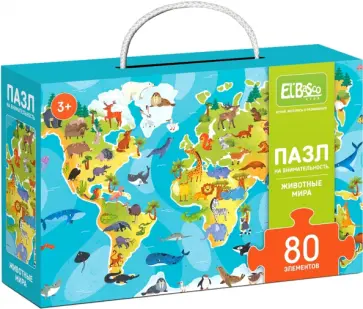 Пазл на внимательность Животные мира, 80 элементов Пазл на внимательность Животные мира, 80 элементов обложка книги