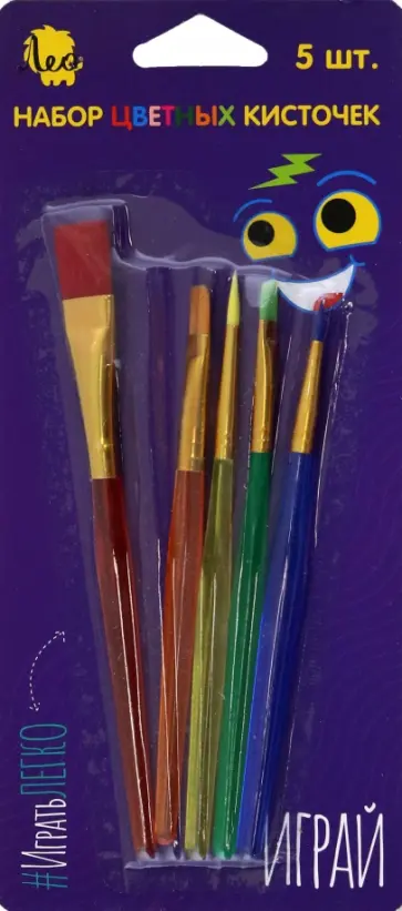 Набор кистей, 5 штук, короткая ручка обложка книги