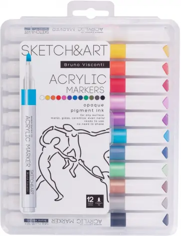Набор акриловых маркеров Sketch&Art, 12 цветов обложка книги