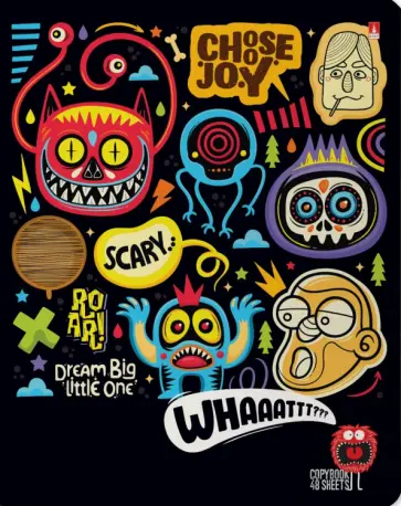 Тетрадь Crazy Monsters, 48 листов, клетка, А5, в ассортименте обложка книги