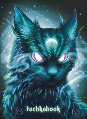 Точкабук с холодным тиснением. Мистический кот, 64 листа, А5 обложка книги