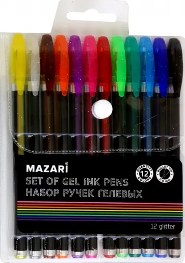 Набор гелевых ручек с блёстками, 12 цветов обложка книги