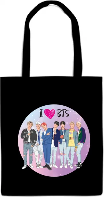 Сумка I love BTS, черная обложка книги