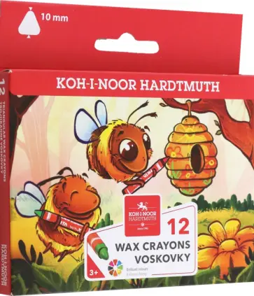 Мелки восковые Пчелки, 12 цветов, треугольные обложка книги