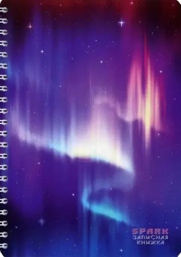 Записная книжка Северное сияние, А5, 40 листов, клетка обложка книги