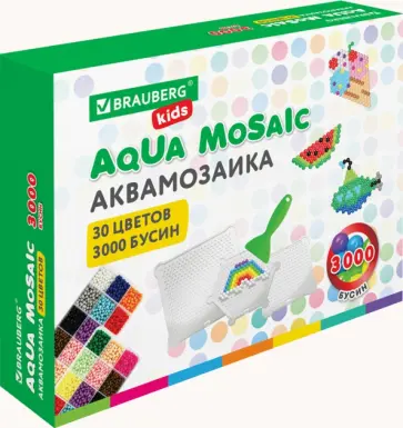 Аквамозаика, 30 цветов, 3000 бусин, с трафаретами, инструментами и аксессуарами обложка книги