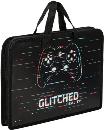 Папка на молнии с ручками Glitched, А4 обложка книги