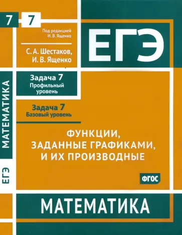 Шестаков, Ященко - ЕГЭ Математика. Функции, заданные графиками, и их производные. Задача 7. ФГОС обложка книги
