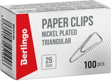 Скрепки, 25 мм, 100 штук, никелированные, треугольные Скрепки, 25 мм, 100 штук, никелированные, треугольные обложка книги