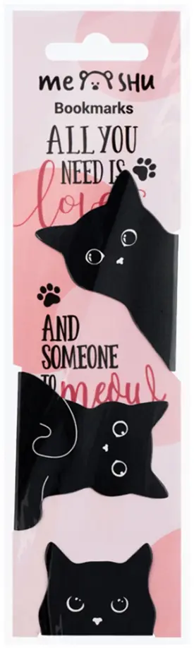 Закладки магнитные для книг Black cat, 3 штуки обложка книги