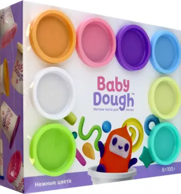 Тесто для лепки BabyDough, 8 пастельных цветов обложка книги