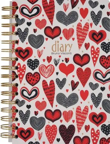 Ежедневник недатированный Cute Dairy. Сердечки. Фантазия, 136 листов, А5 обложка книги